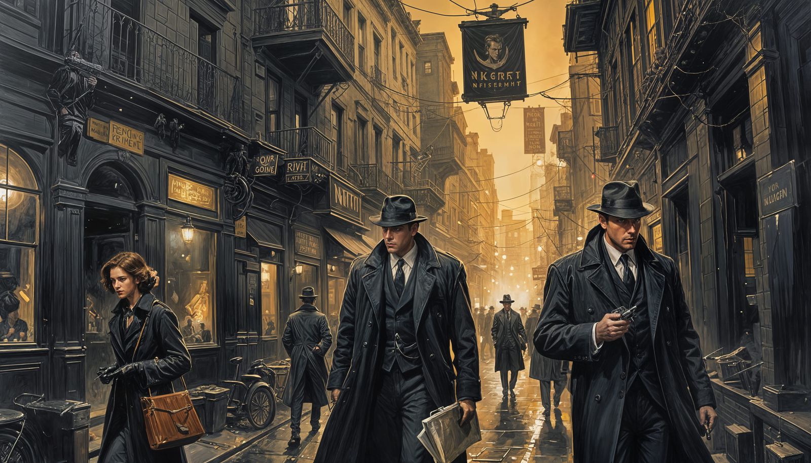 Mysterious City Undercover in Dark Noir Night