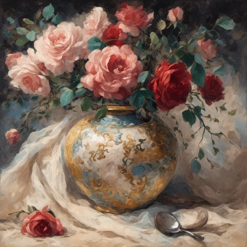 Matisse Inspired Vase with Roses