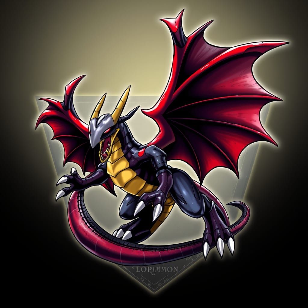 Dragon-Like Pokémon Emblem in Cyberpunk Style