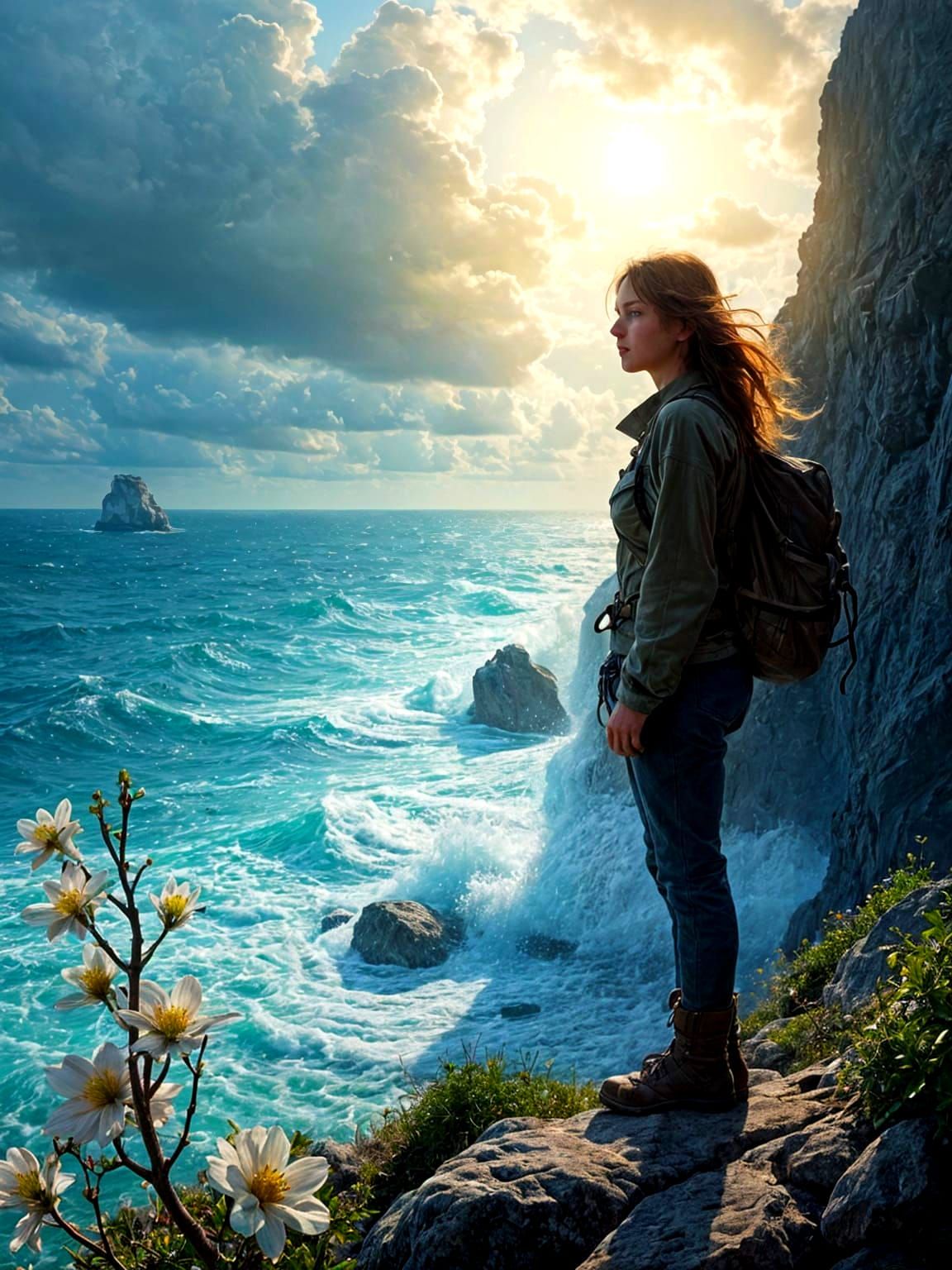 Heavenly Hiker on Cliff's Edge