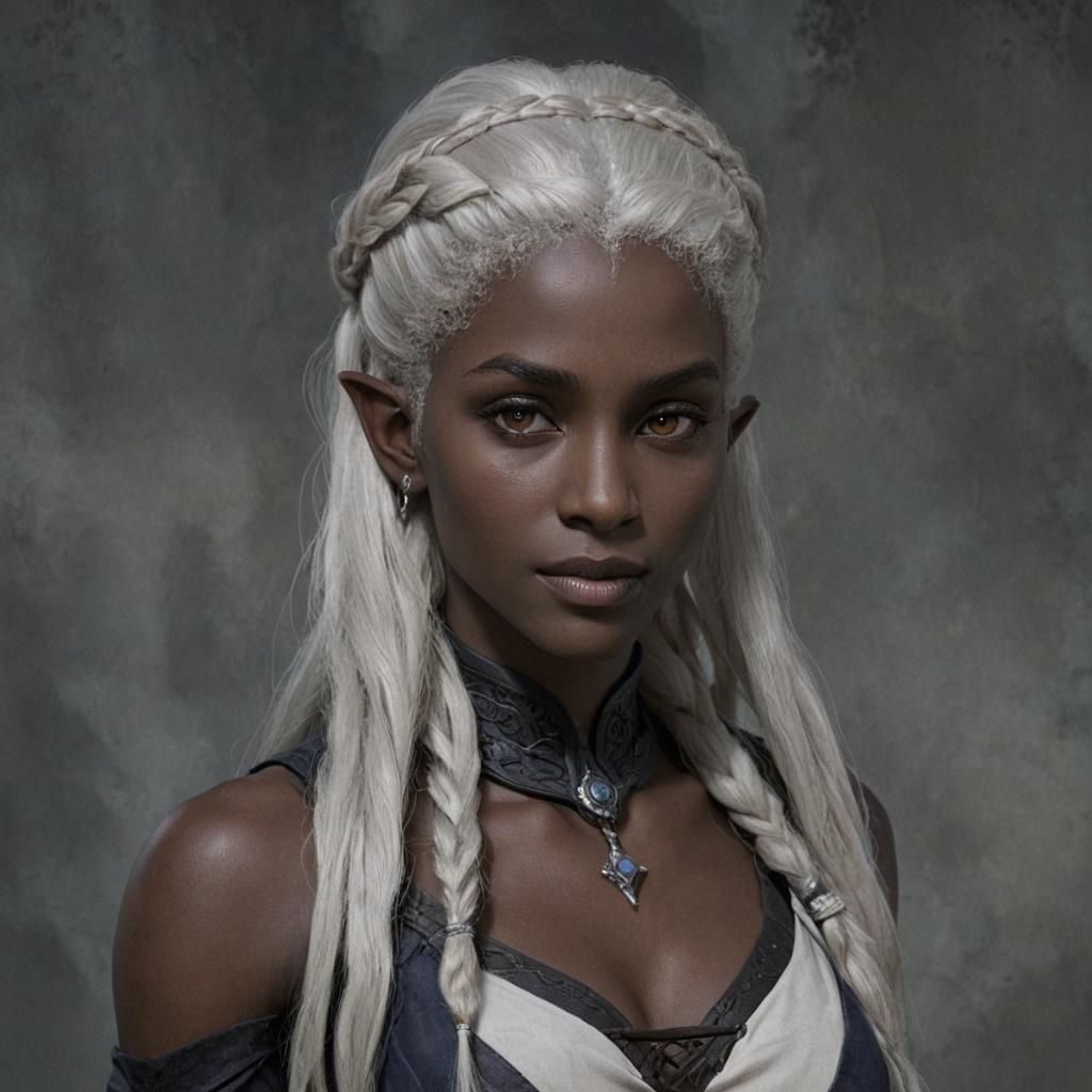 Drow Cleric with Braided Hair: Fantasy Art