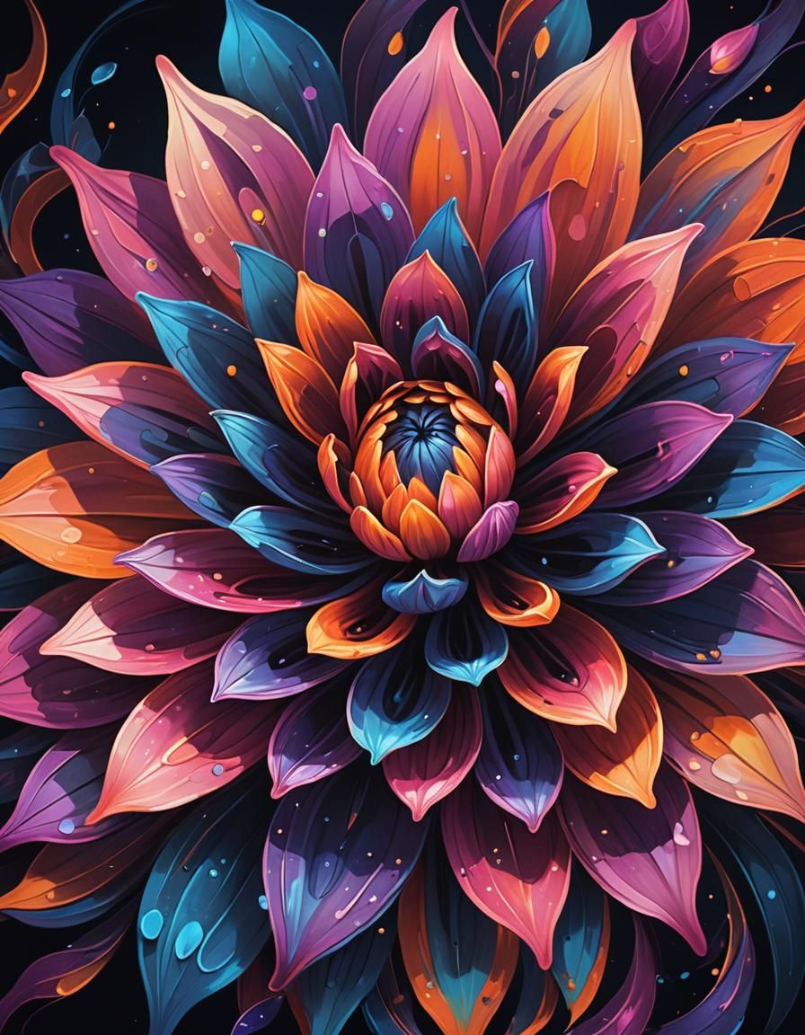Abstract Luminescent Flower: Hyperrealistic Digital Art