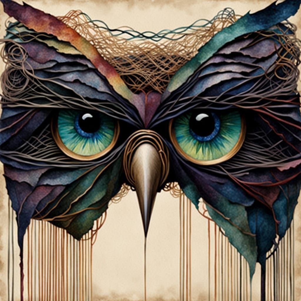 Ethereal Eyes Summon the Raven Man in Dark, Vibrant Watercol...