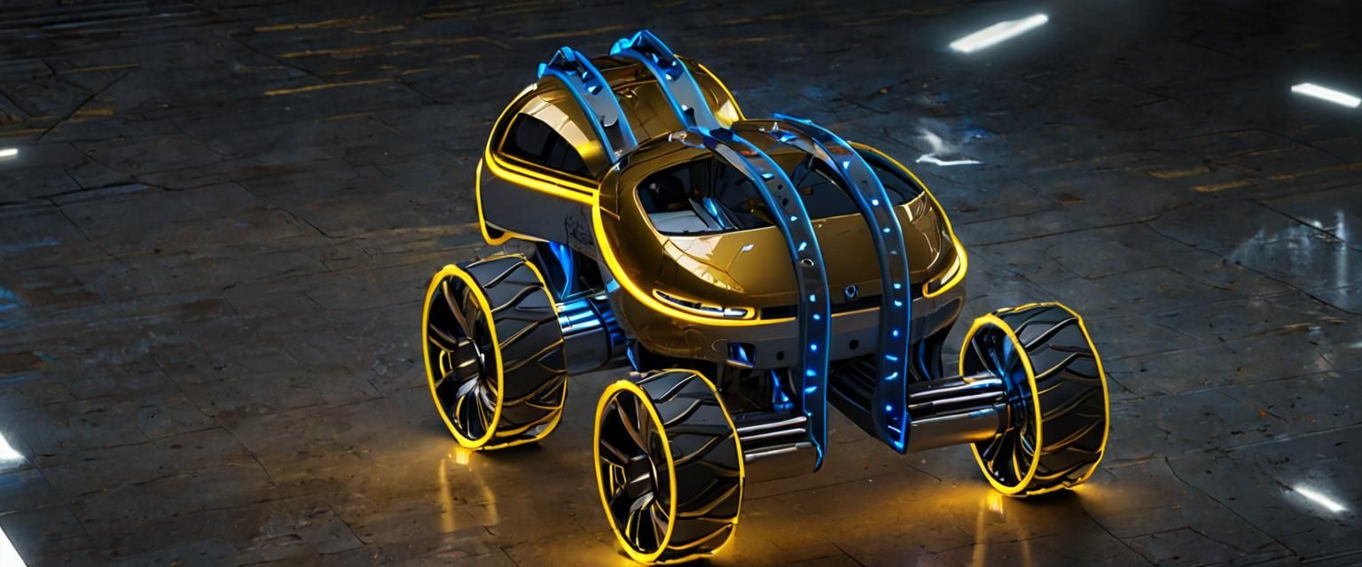 Futuristic Metal SUV Design in Cyberpunk Style