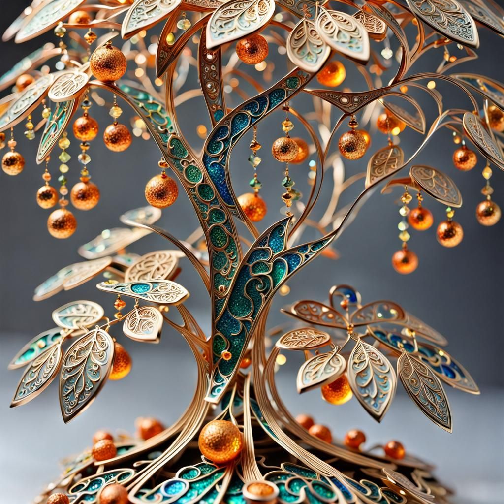 Fairytale Tangerine Tree with Metallic Confetti