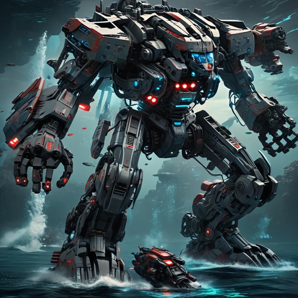 Futuristic Submarine Transformer Gliding Underwater in 3D