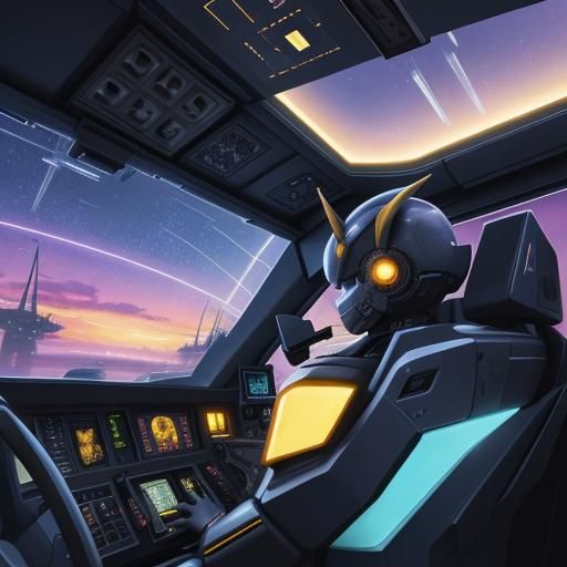 Chamber and Ledo: Manga-Style Sci-Fi Cockpit View