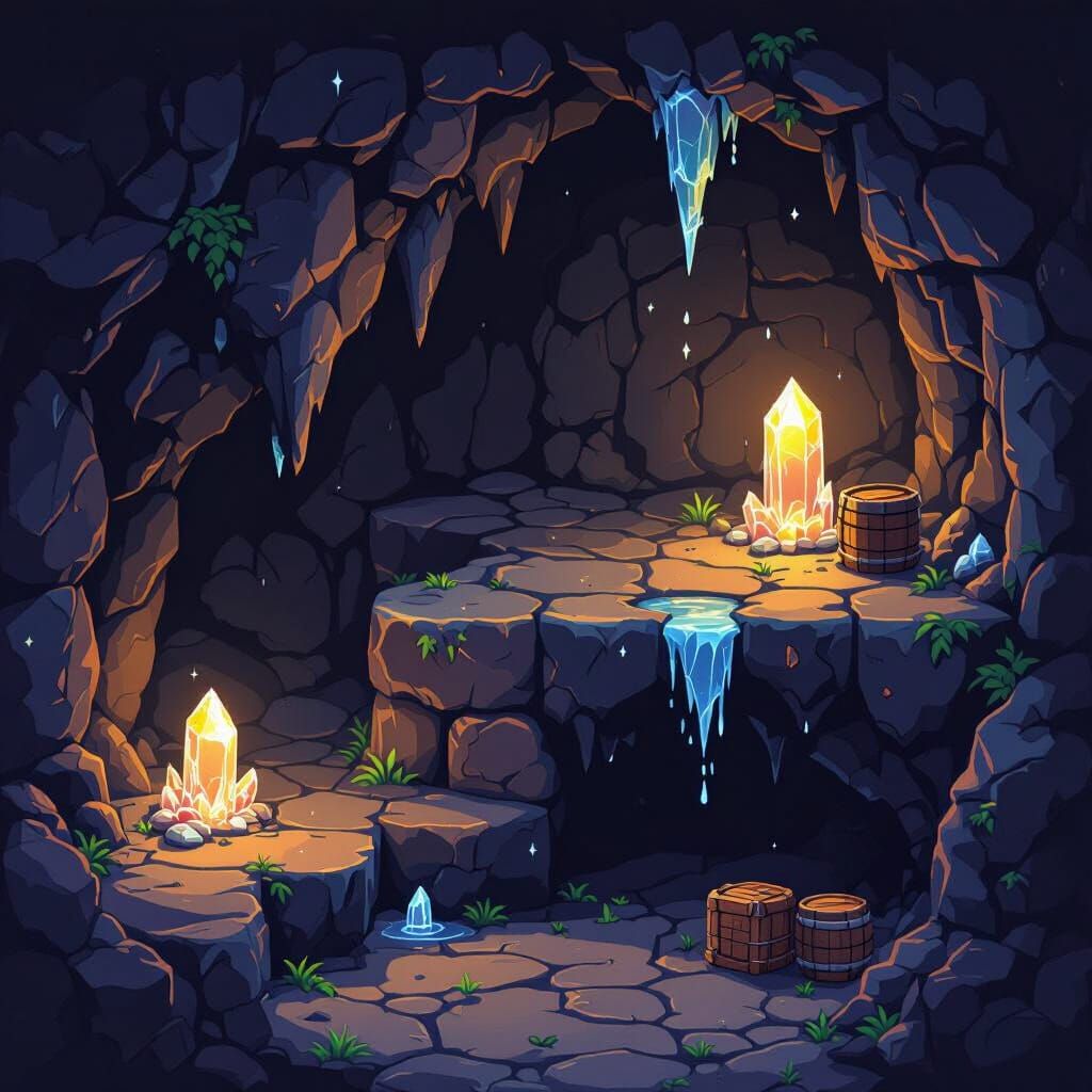 2D Platformer Cave Tileset for Games
