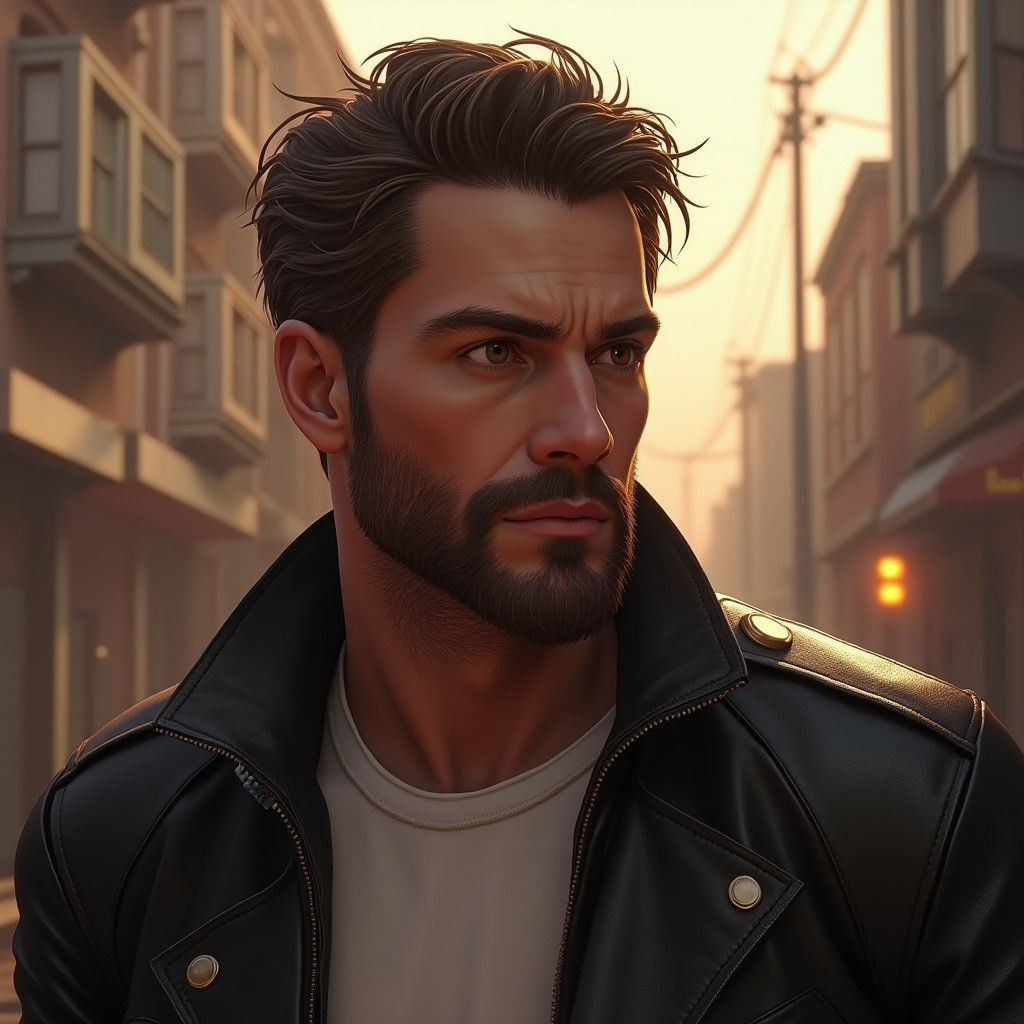 Hyper-Realistic Portrait of a Rugged Man in Matte Painting S...