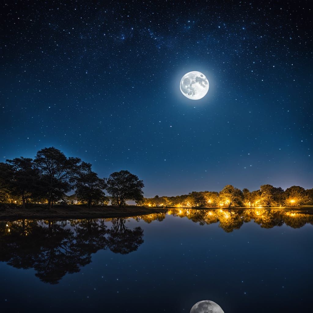 Beautiful Moonlit Night Sky with Abundant Stars