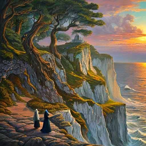 Romantic Seascape with Figure in Golden Light