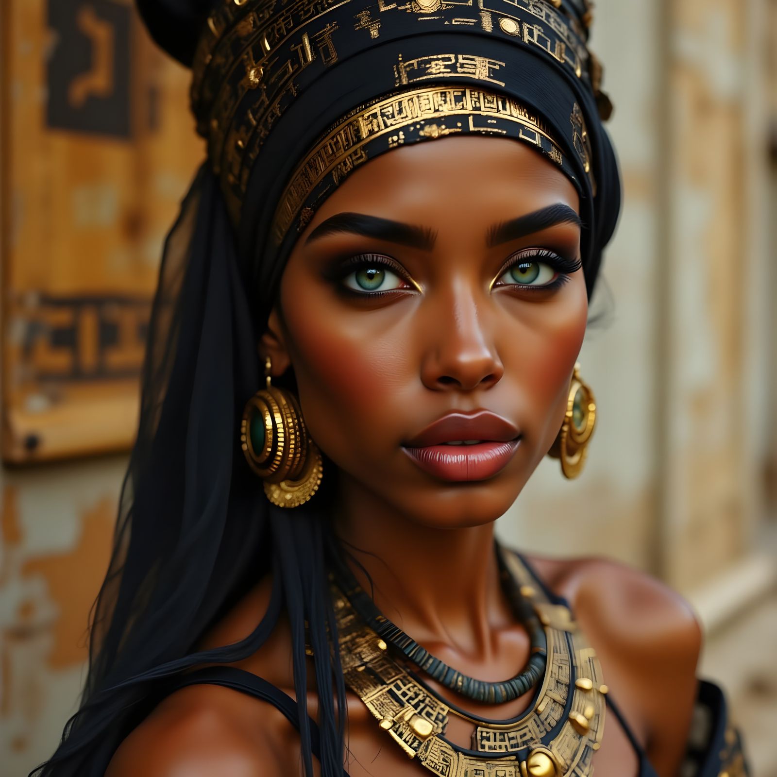 Striking Portrait of Woman with Gold Markings