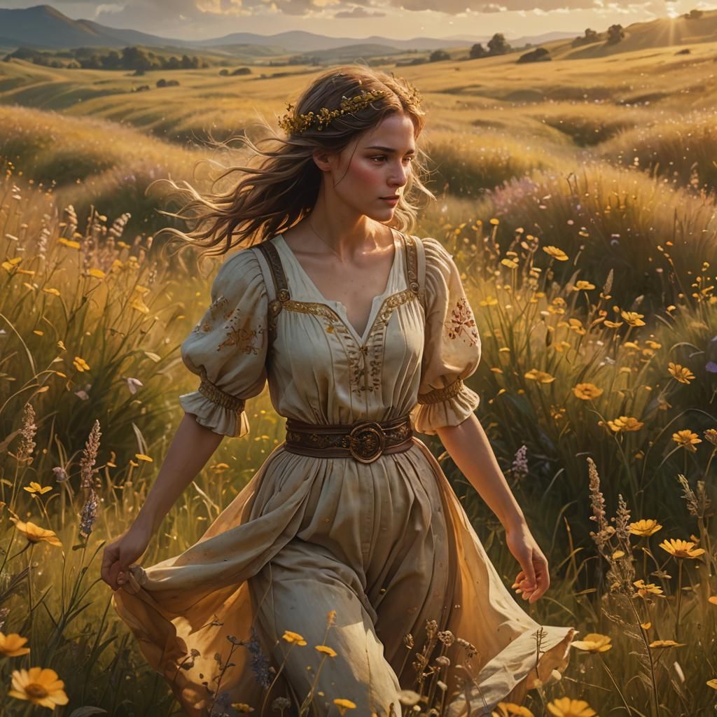Elena in Golden Light: Fantasy Matte Painting