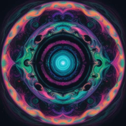 Psychedelic Alien Portrait in Vibrant Abstract Expressionism