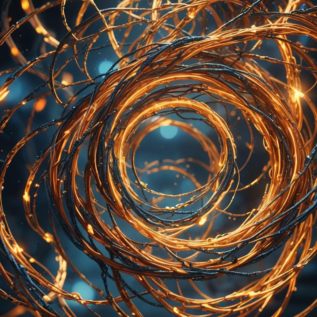 Mystical Vortex of Glowing Strings: Intricate Concept Art