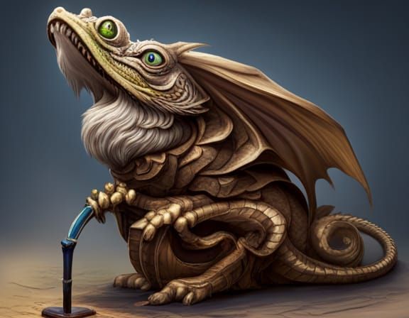 Ancient Dragon with Cane and Glasses