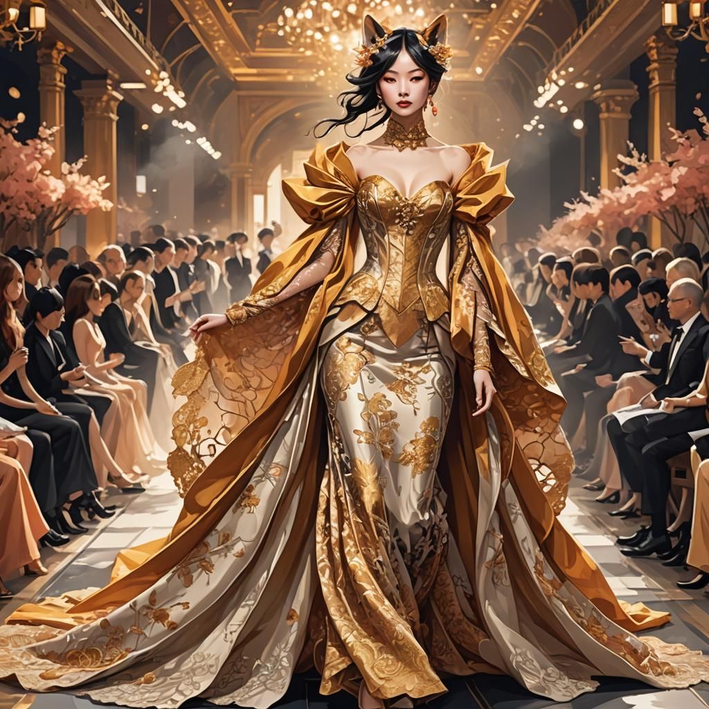 Kitsune Lady's Haute Couture Runway Fashion