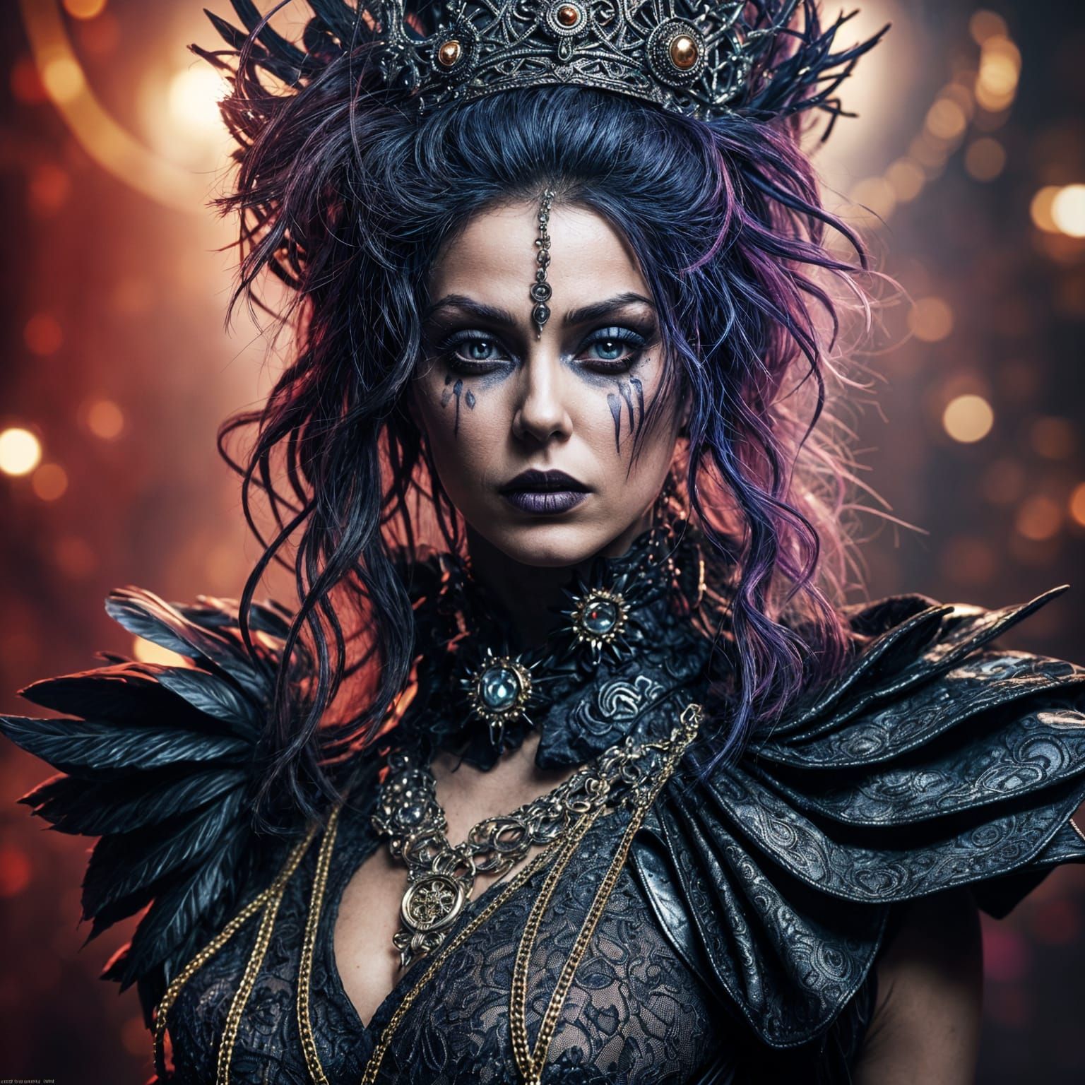 Gothic Punk Model in Avant-Garde Metal Gown