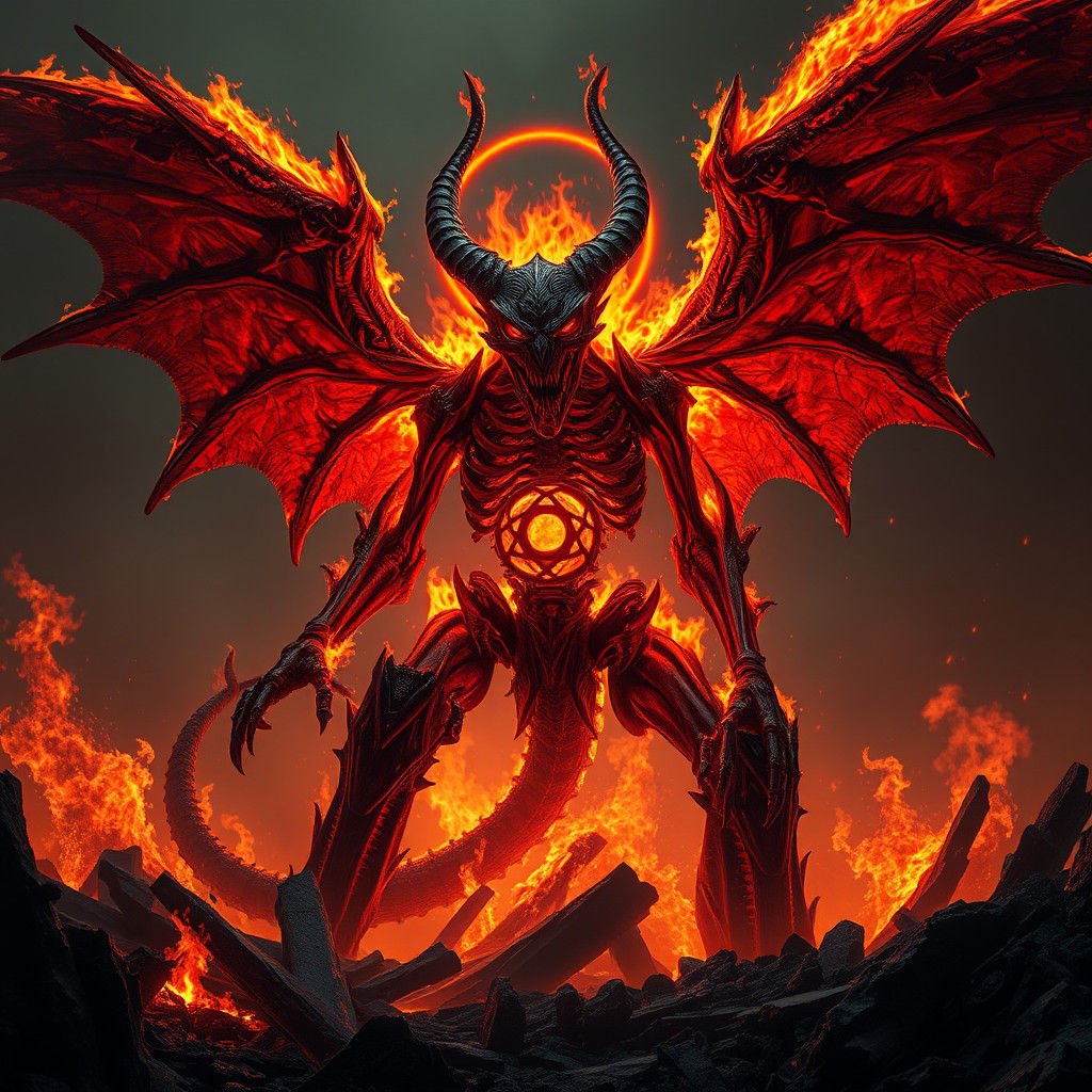 Nightmarish Demon Engulfed in Hellish Flames