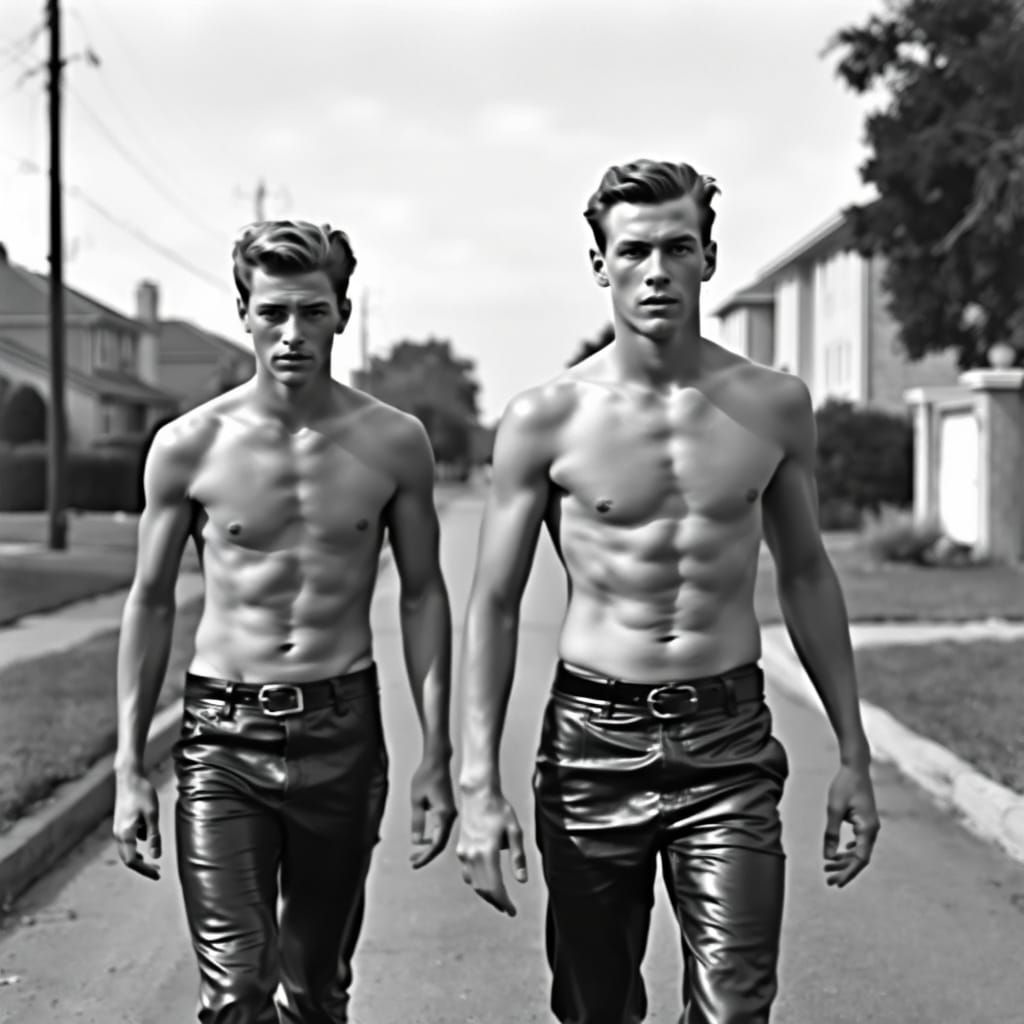 1940s Suburban Street Scene with Two Men