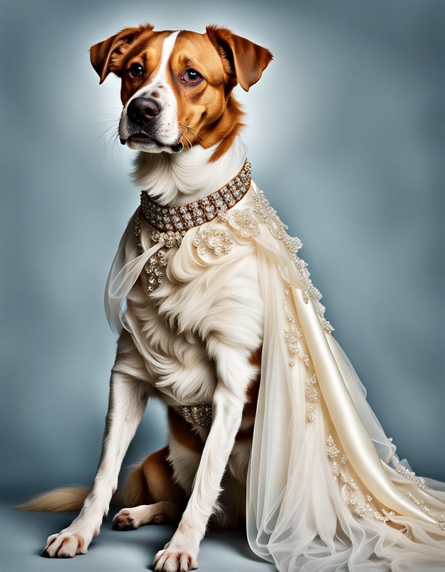 Dog in Wedding Dress: Professional Portrait