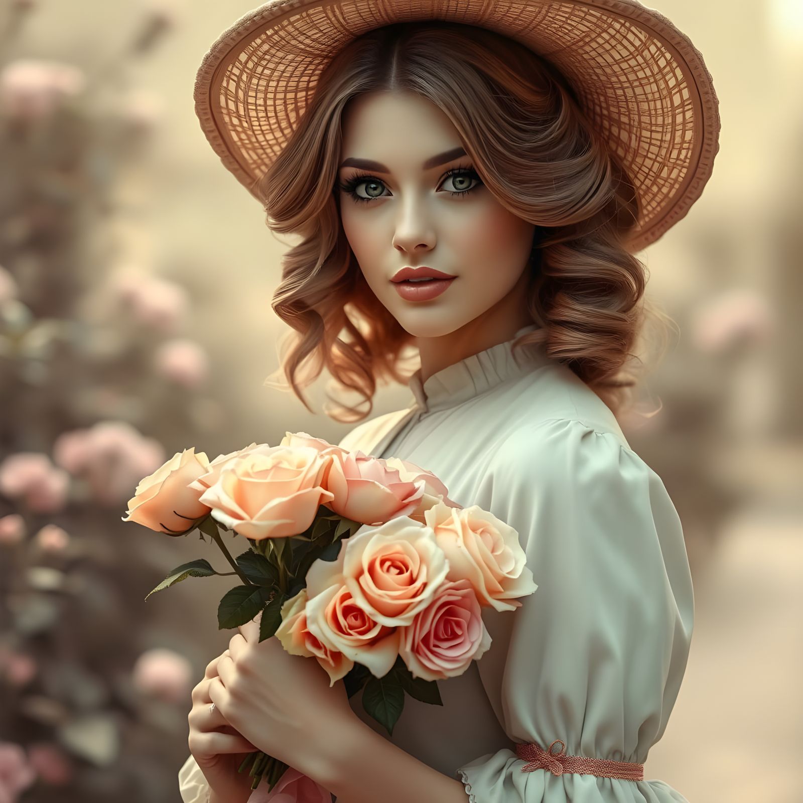 Vintage Lady in Sepia Tones