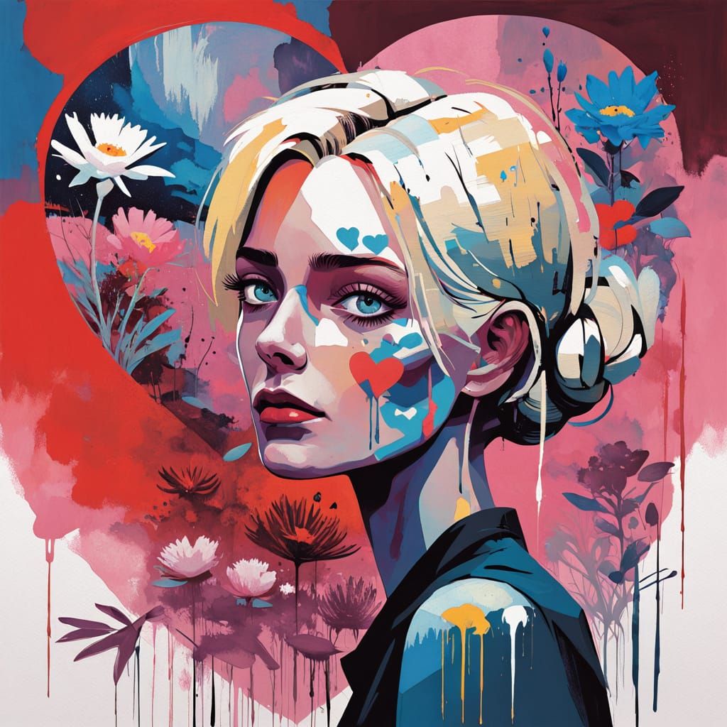 Ethereal Watercolor Portrait with Holographic Accents