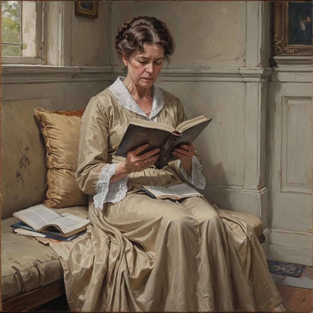 Philomena Reading: Oil Painting Portrait