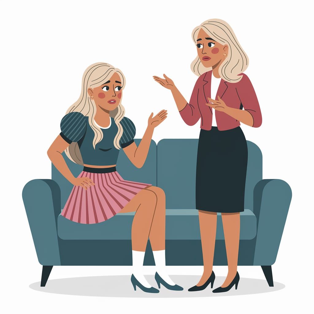 Worried Teenager Crossdresses on Couch