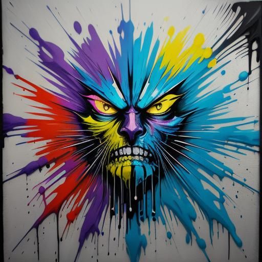 Colorful Polychromatic Graffiti Art with Melting Effect