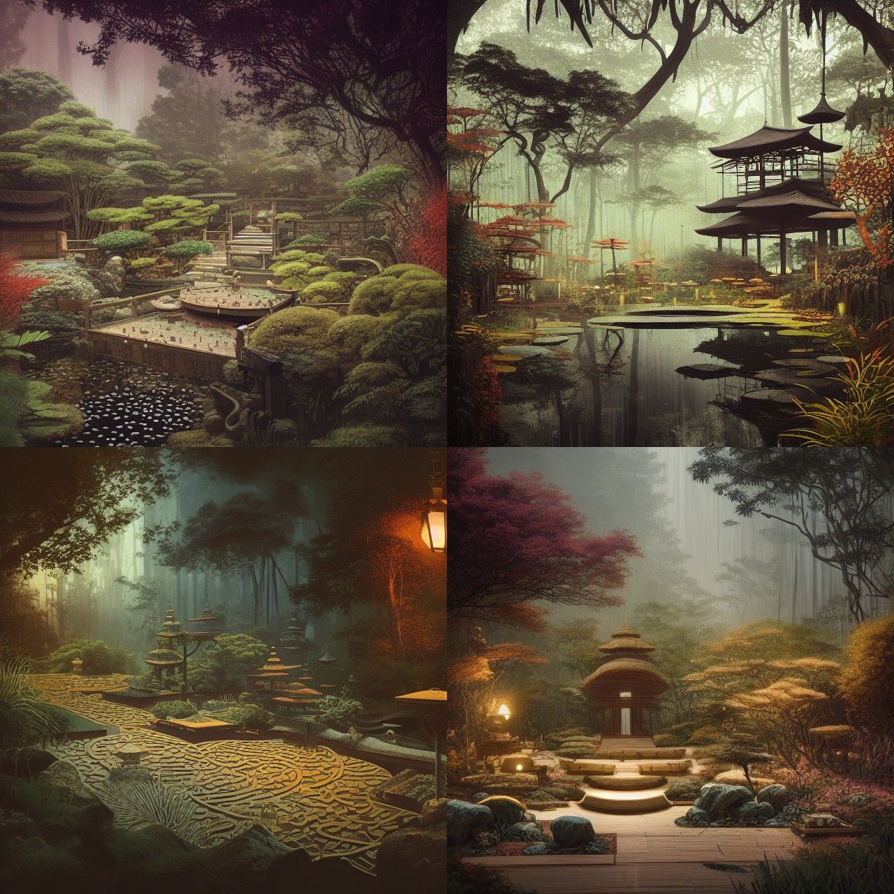Detailed Zen Garden Matte Painting