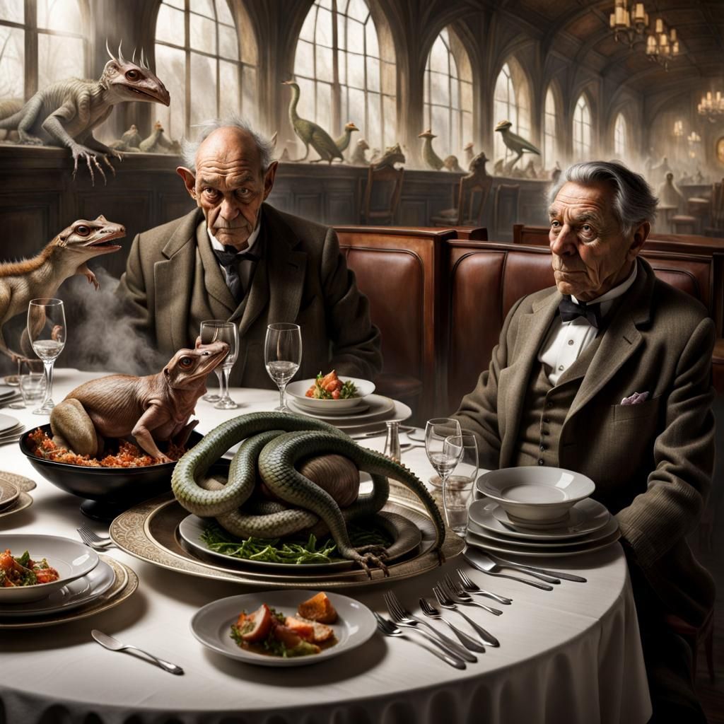 Bizarre Creatures Feast in Surreal Restaurant
