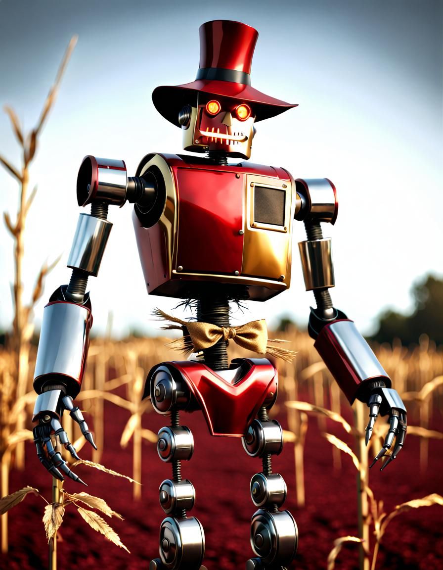 Robot Scarecrow in Dark Comic Style