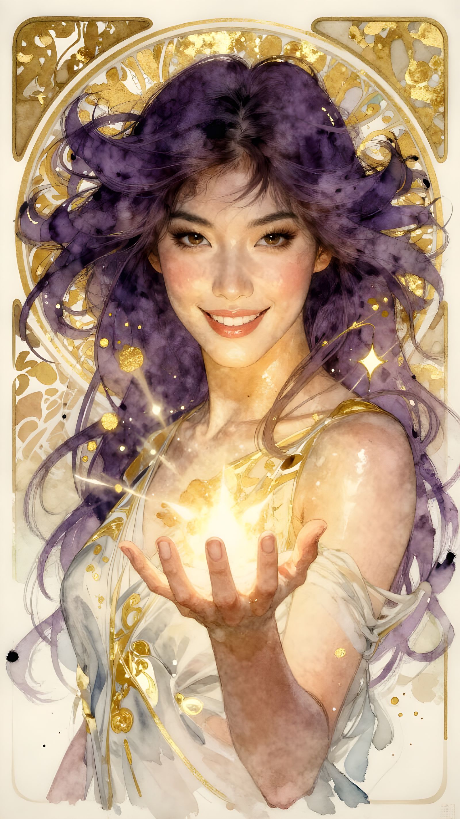 Art Nouveau Fairy Portrait with Lavender Hair