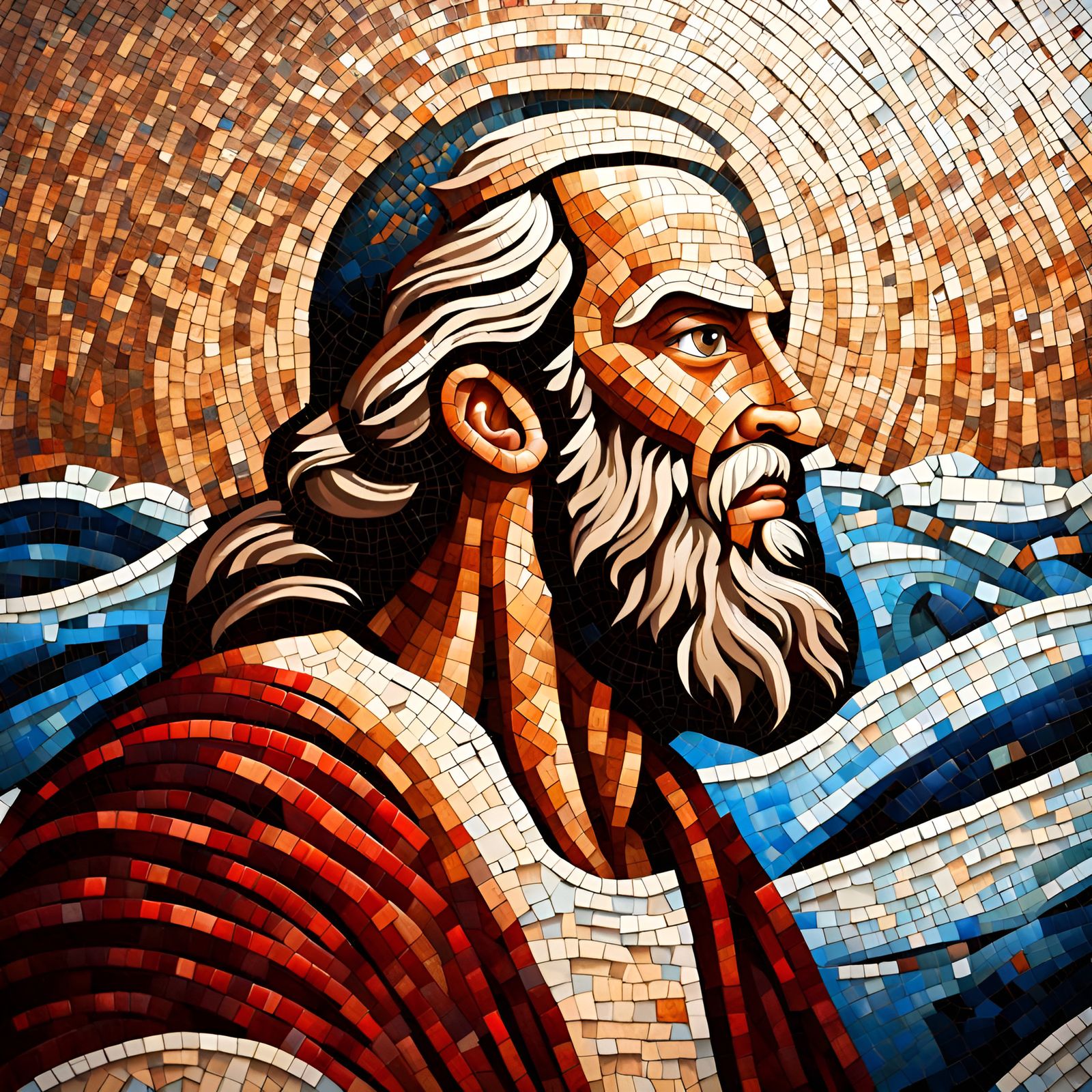 Mosaic Portrait of Moses Parting the Red Sea