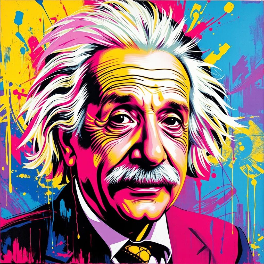 Einstein in Vibrant Pop Art Style