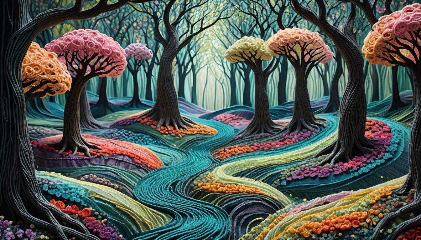 Magical Forest Art Made of String and Yarn