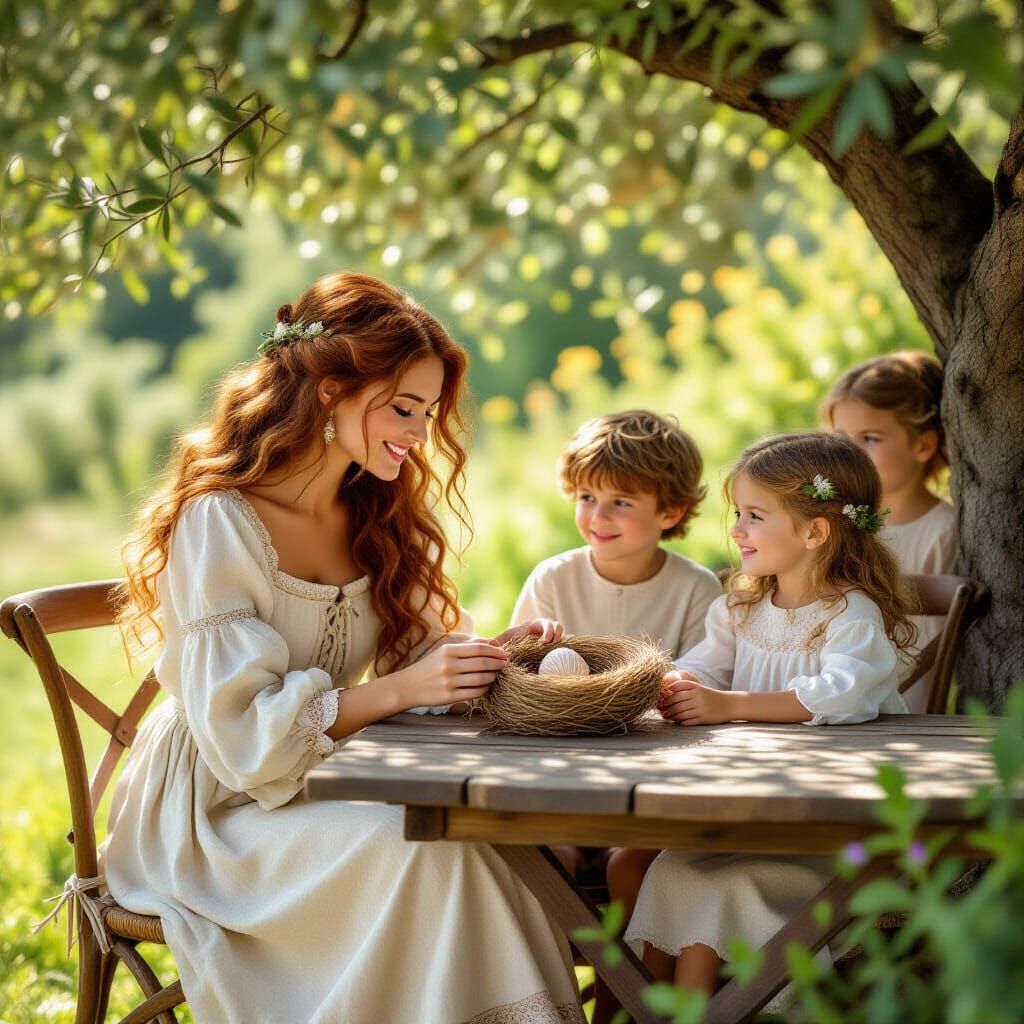 Medieval Morning: A Vermeer-esque Family Scene