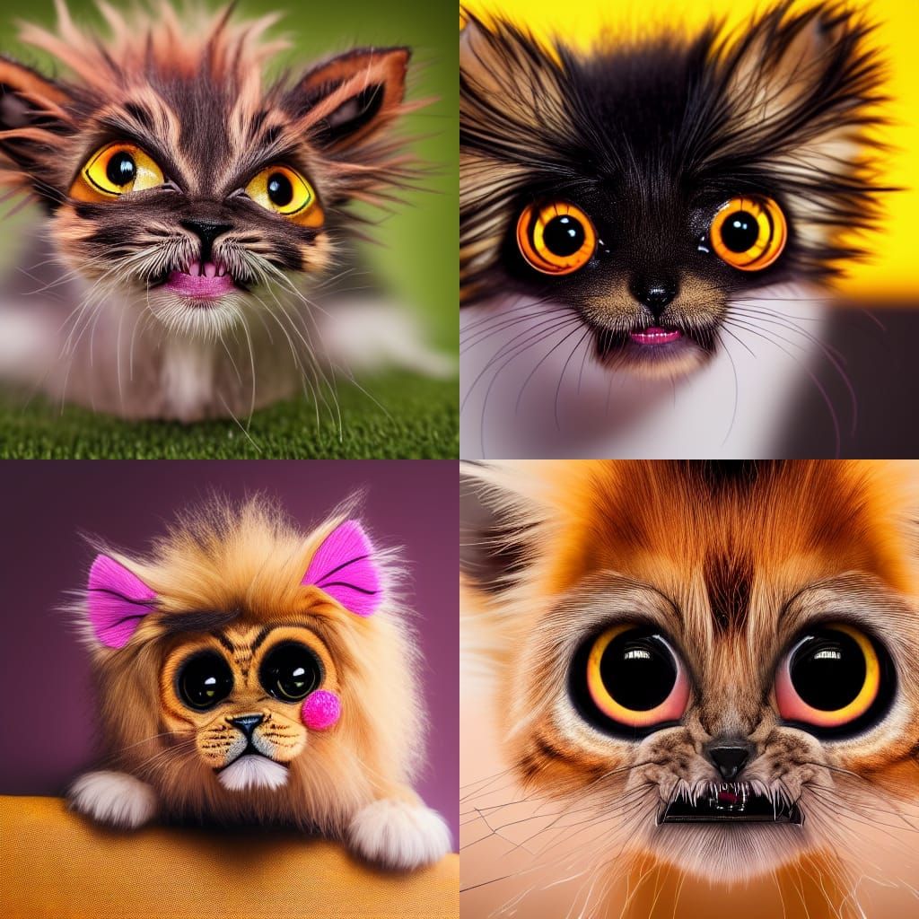 Mad Spider Kitten with Haute Couture Hairstyle, 8K