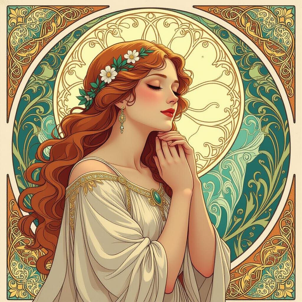 Renaissance Fantasy Art Nouveau Character on A2 Paper