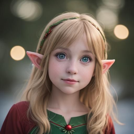 Cartoon Christmas Elf Portrait in Natural Light