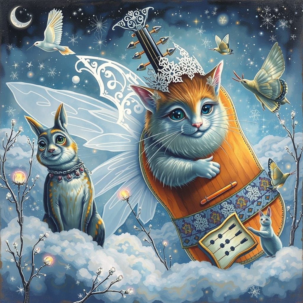 Surreal Fairy Baby Plays Lavish Musical Instrument in Celest...