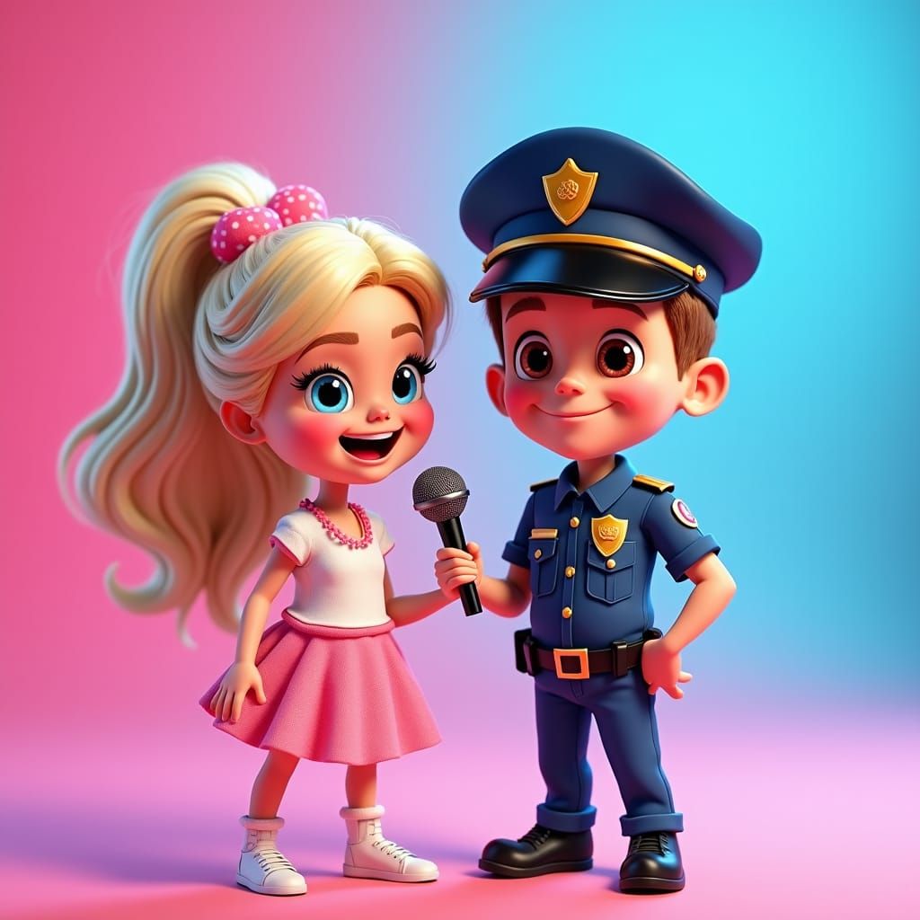 Playful Birthday Invitation with Barbie and Police Theme