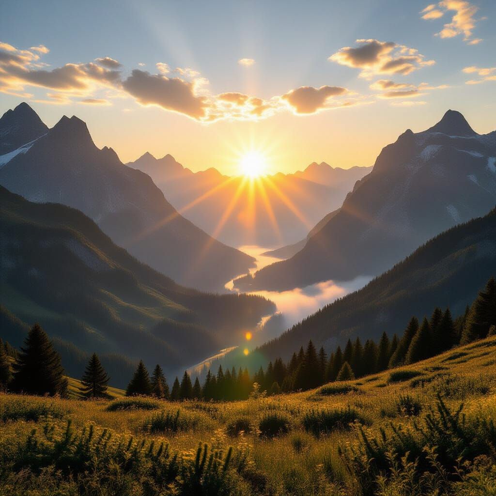 Majestic Mountain Valley at Golden Hour