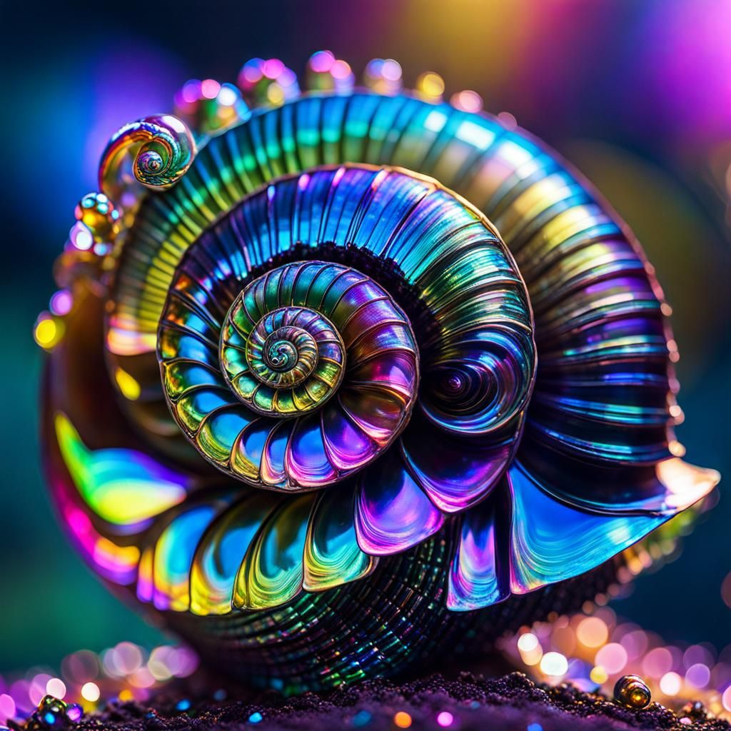 Iridescent Cosmic Snail: Macro Photography