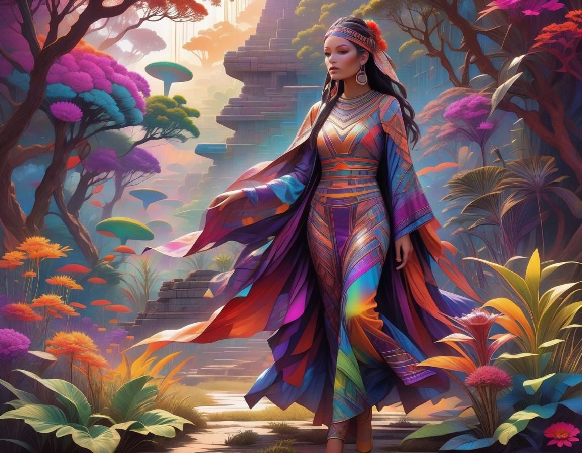 Alien Prairie Landscape with Geometric Details