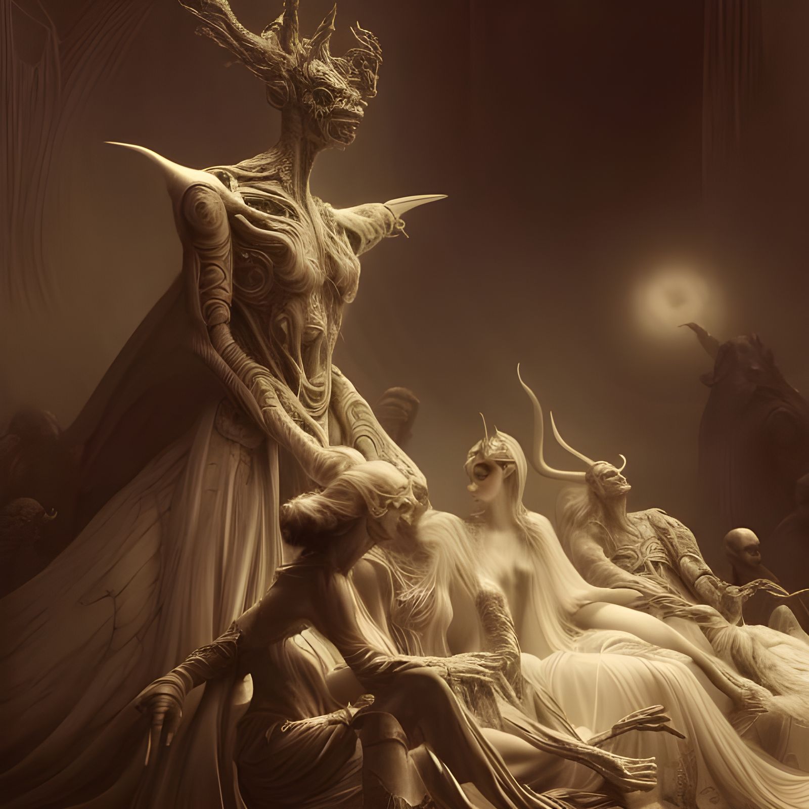 Dreamlike Alien Socializing in a Hyperrealistic Style