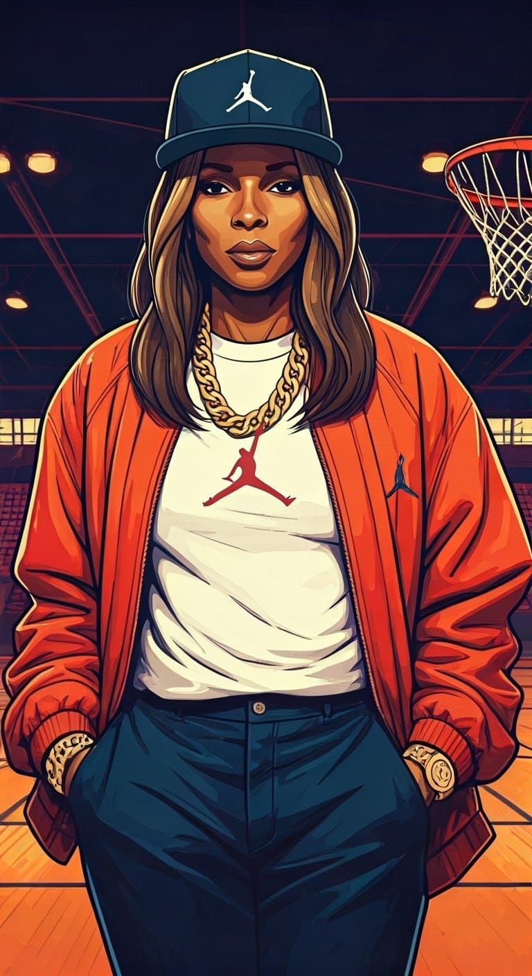 Retro 90s Hip-Hop Illustration in Digital Art Style