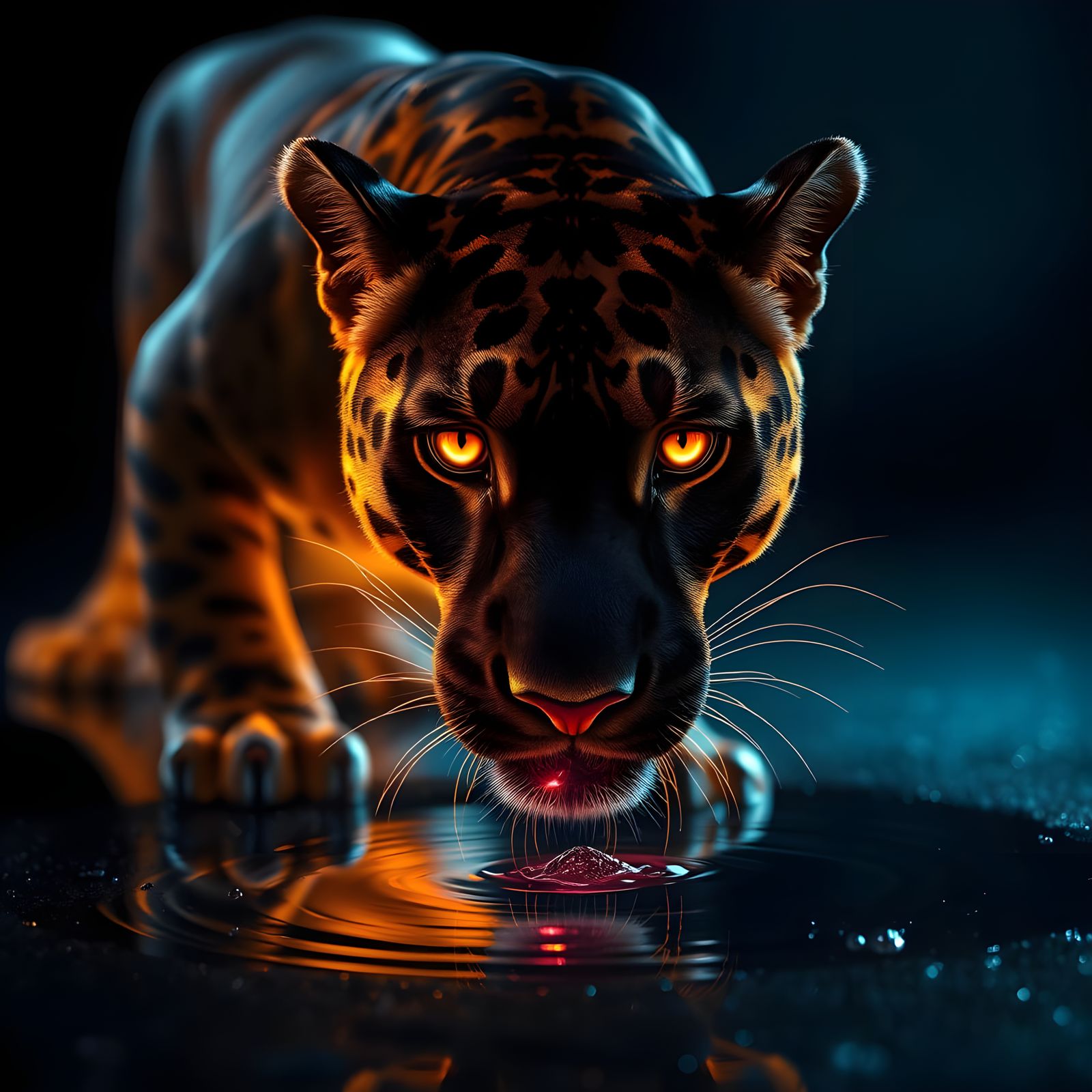 Majestic, Glowing Panther in an Inky Black Void