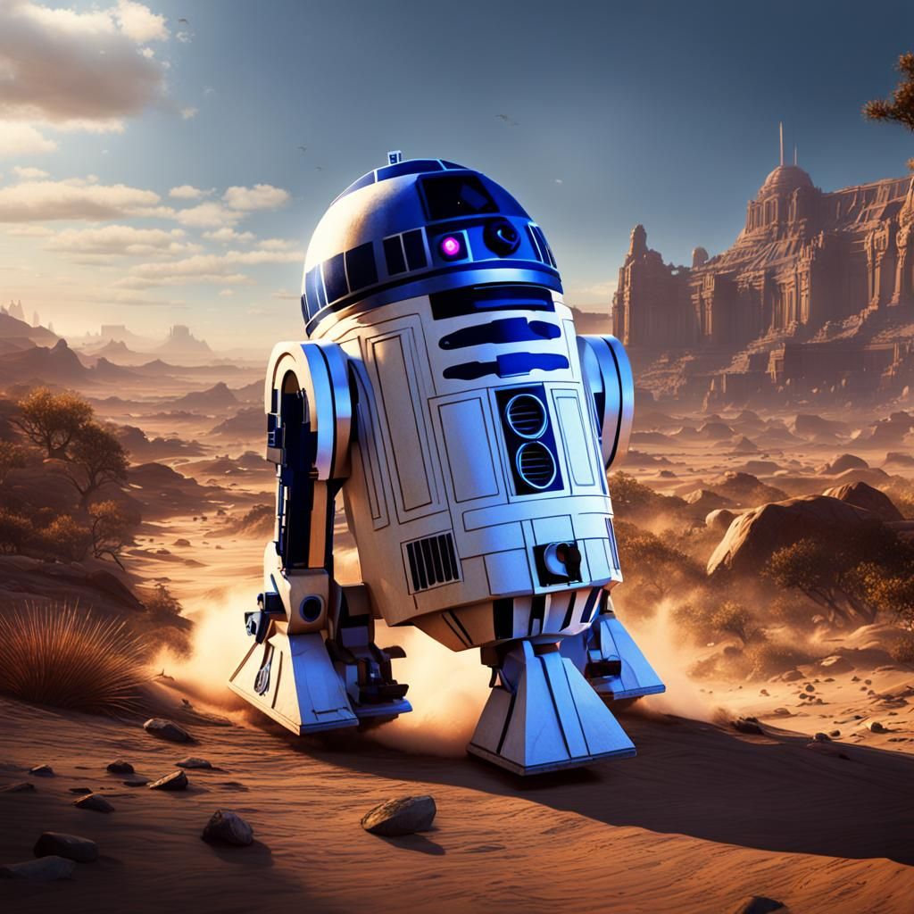 R2-D2 Running: Detailed Fantasy Concept Art
